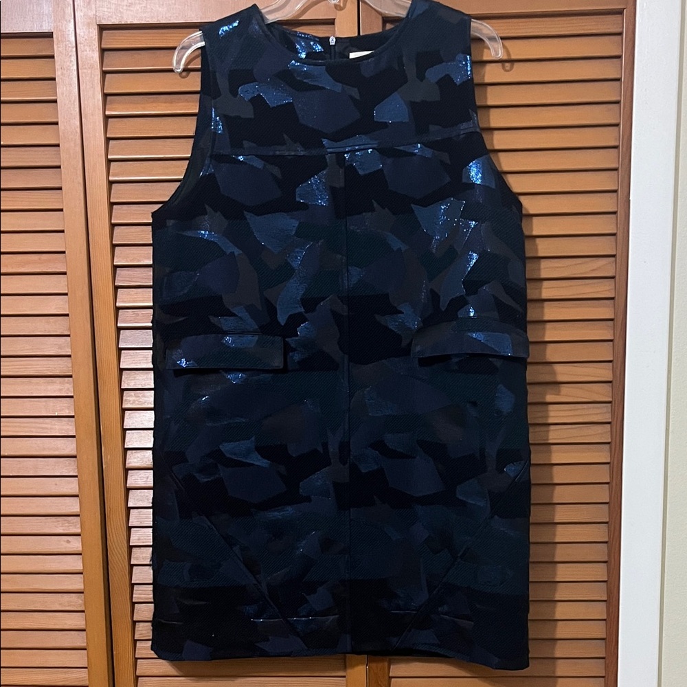 Billy Reid Winona Navy and Black Textured Camo Dress